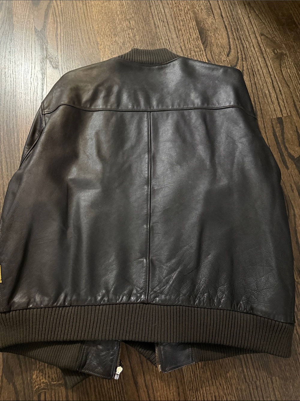 Armani Jeans Men's Dark Brown Leather Bomber Jacket - Picture 9 of 9